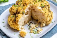 Golden Garlic Roasted Whole Cauliflower