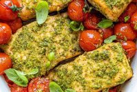 Golden Pesto Salmon Bake