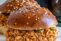 Ultimate Slow Cooker Pulled Chicken Burgers