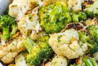 Golden Parmesan Roasted Broccoli and Cauliflower