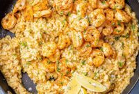 Golden Garlic Shrimp Risotto