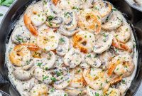 Garlic Shrimp in a Velvety Mushroom Sauce