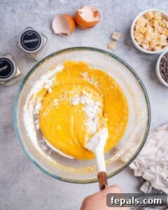 flour mixture added with the pumpkin mixture to make the pumpkin batter.
