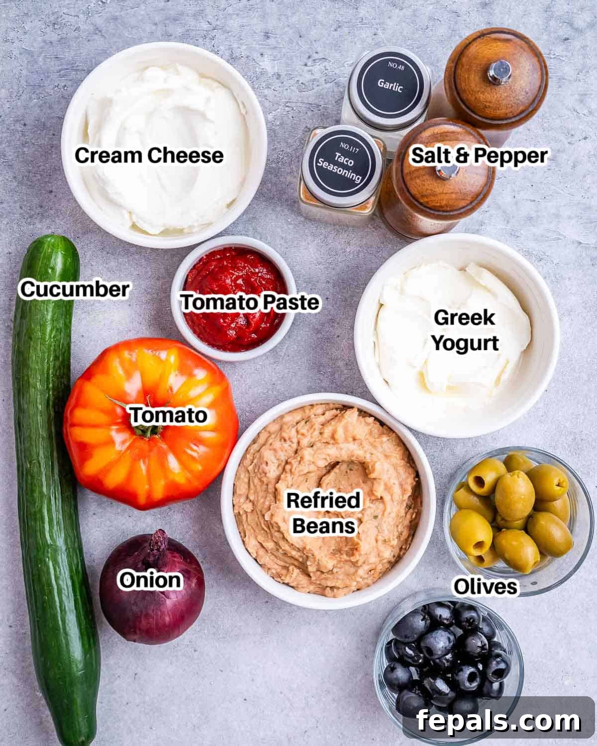 ingredients for taco dip.