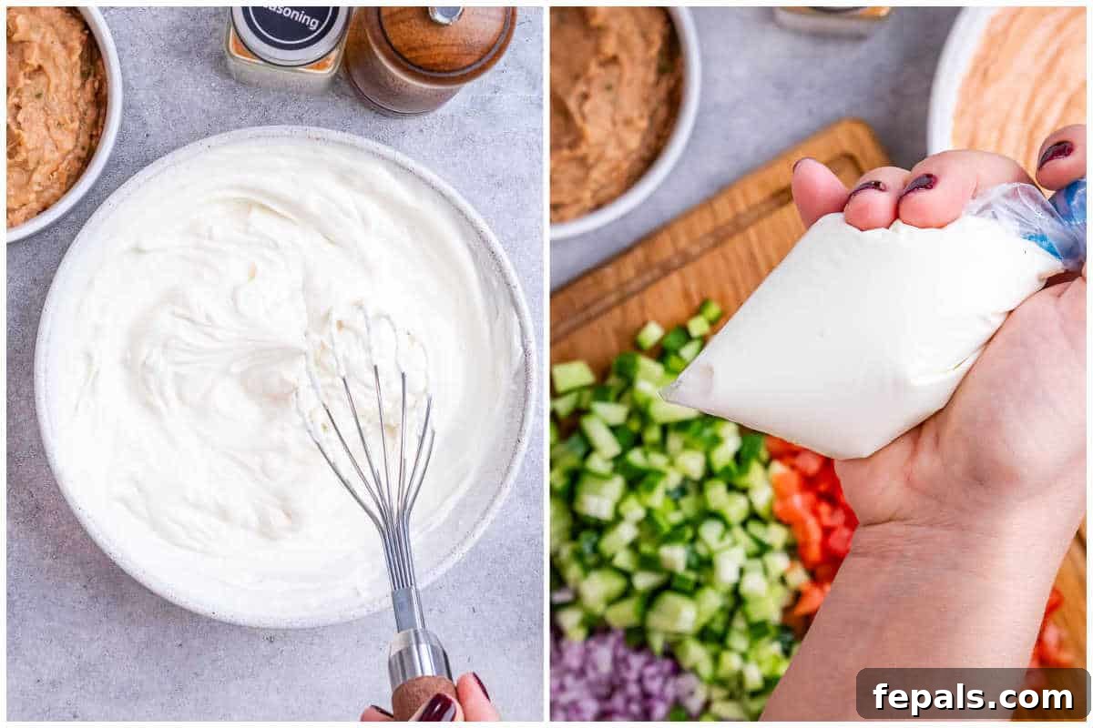process shot making the cream cheese and yogurt layer. 