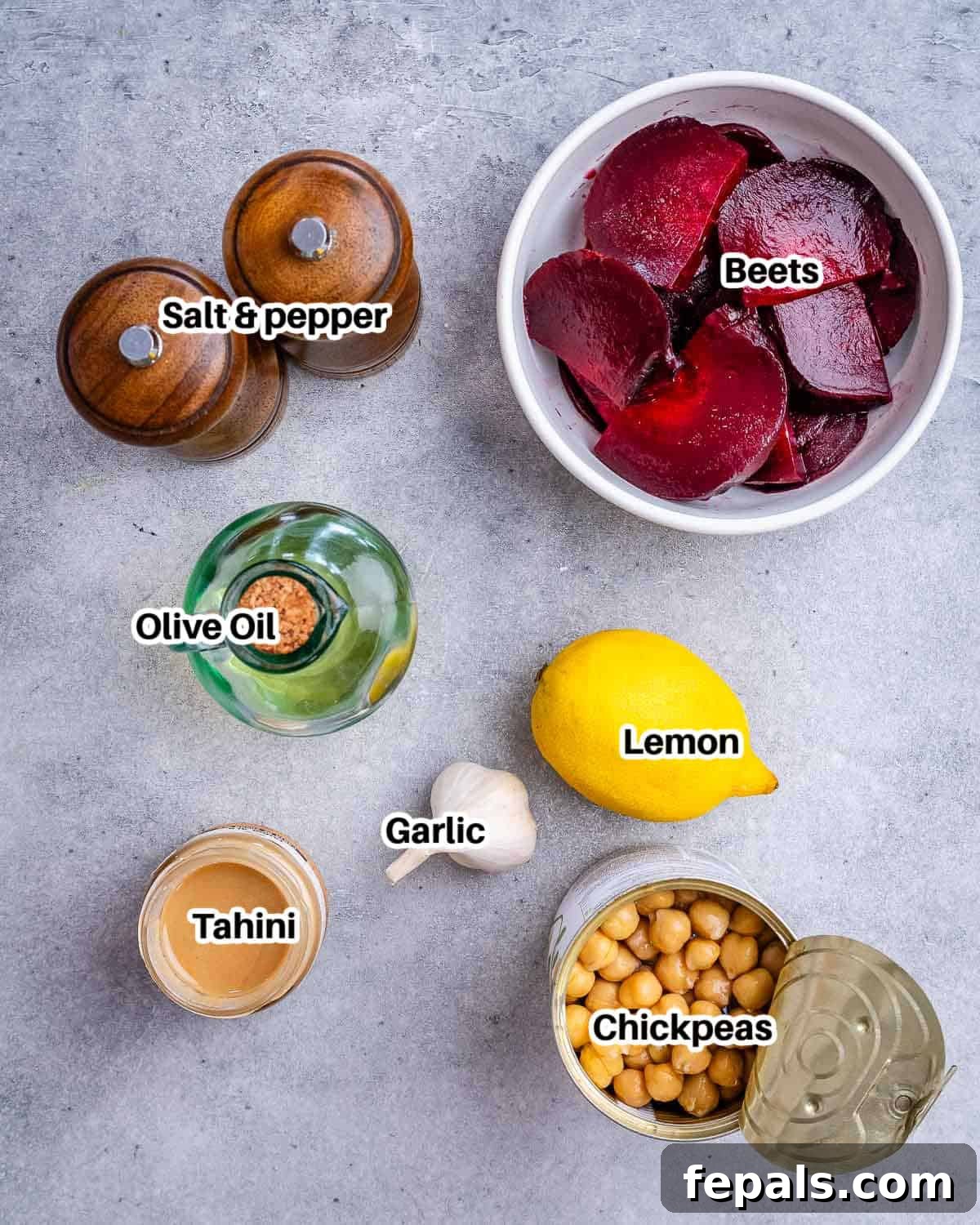 ingredients for beet hummus.