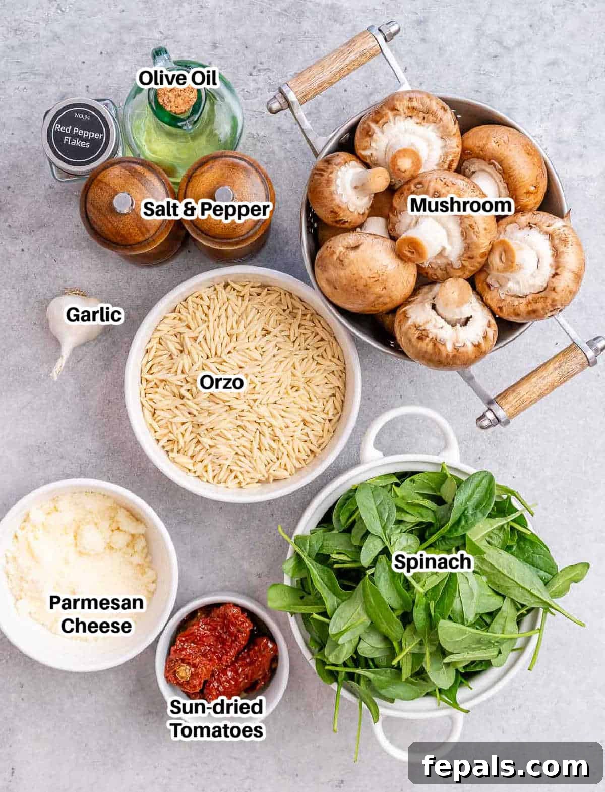 mushroom orzo ingredients.