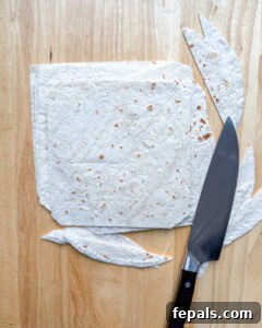 tortilla cut into squares