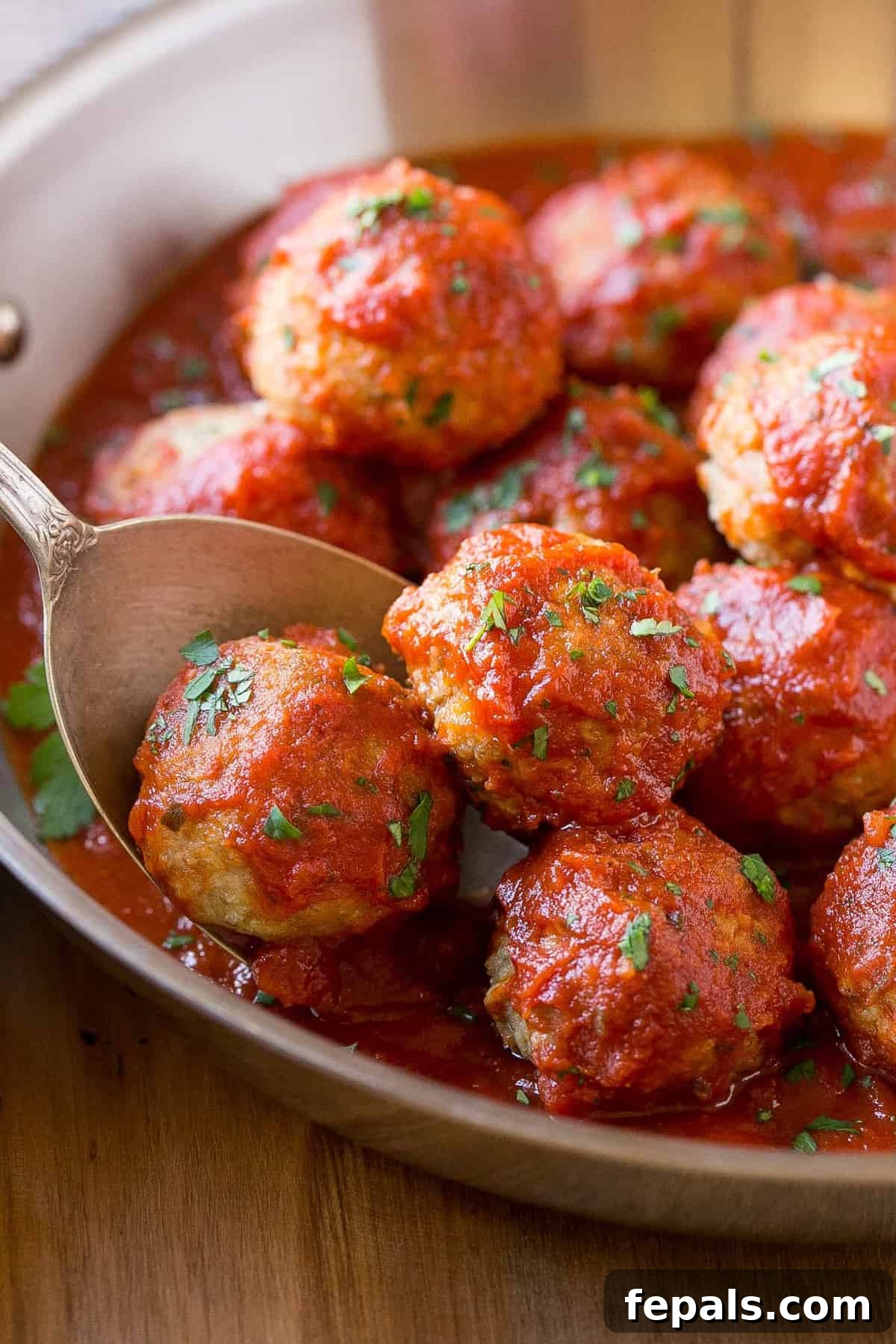 Close-up of cooked Italian Turkey Meatballs