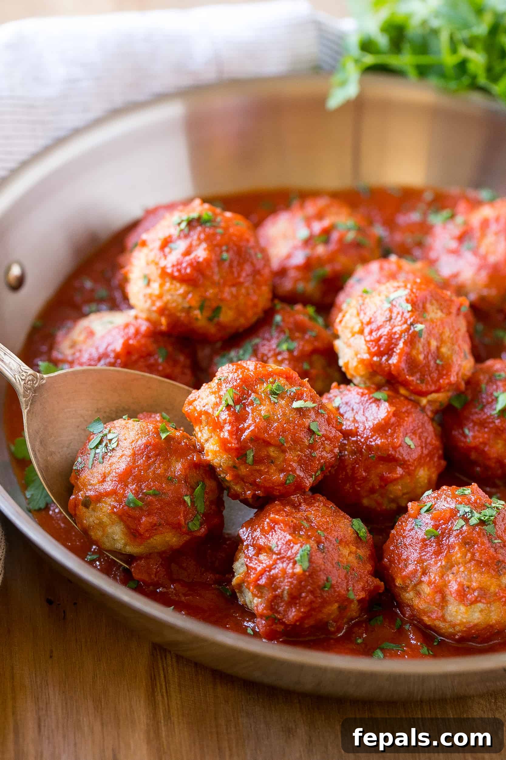 Healthy turkey meatballs in a serving dish