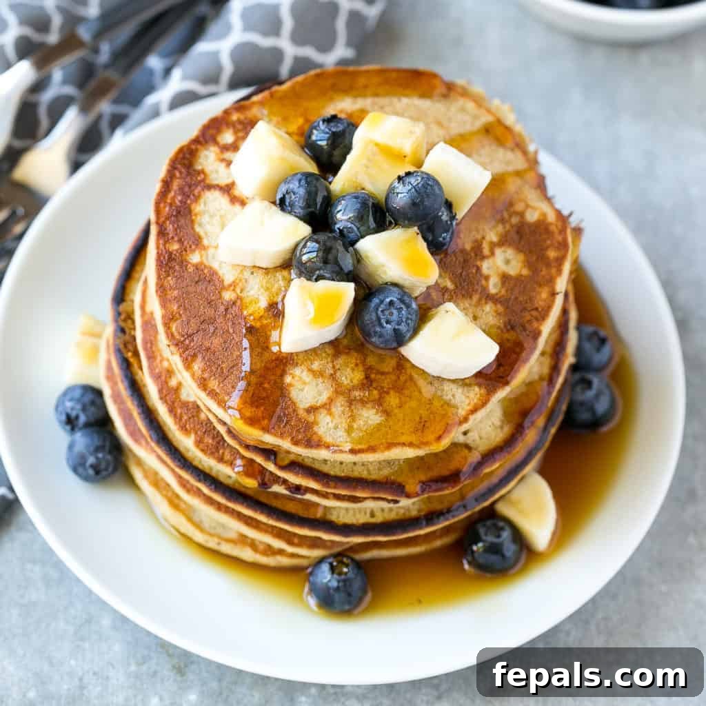 Sunrise Blueberry Banana Stacks 4 easy blueberry pancakes