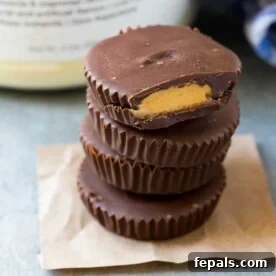 Peanut butter dessert cups stacked attractively