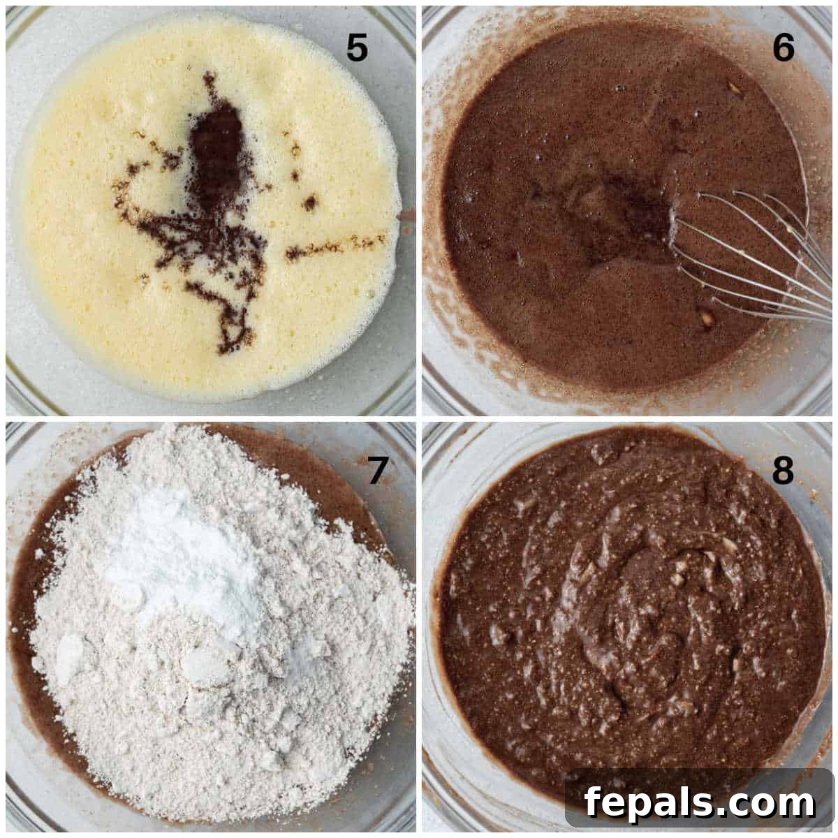 Velvety Chocolate Zucchini Indulgence 5 making chocolate zucchini cake collage steps 5-8