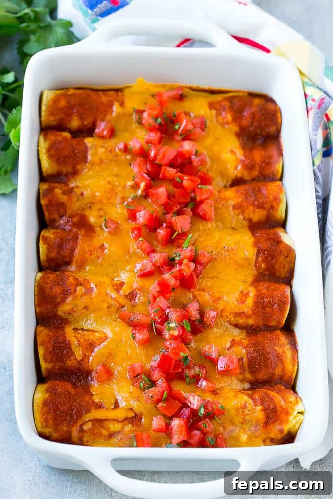 Zesty Black Bean Enchiladas 2 Delicious Black Bean Enchiladas in a baking dish, ready to serve