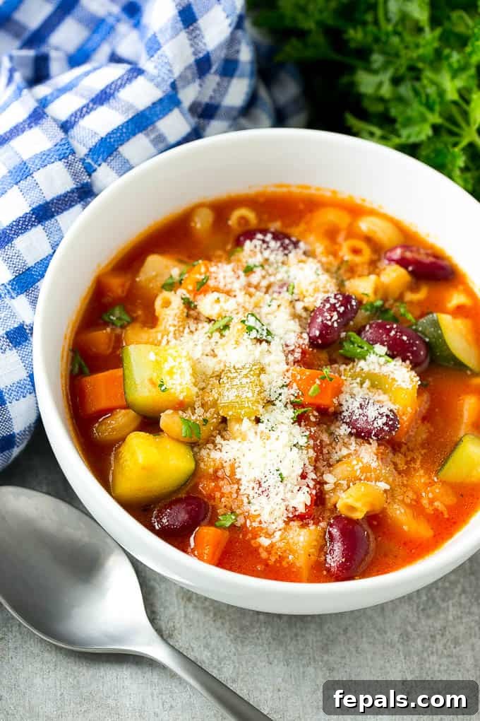 Vegetable Minestrone Soup with Parmesan