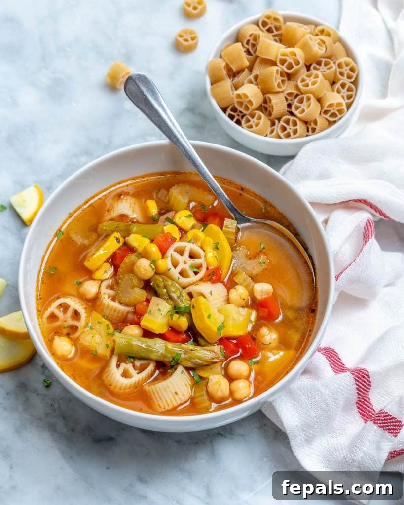 top view of vegetable soup in a bowl