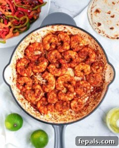 cooked shrimp in the skillet.