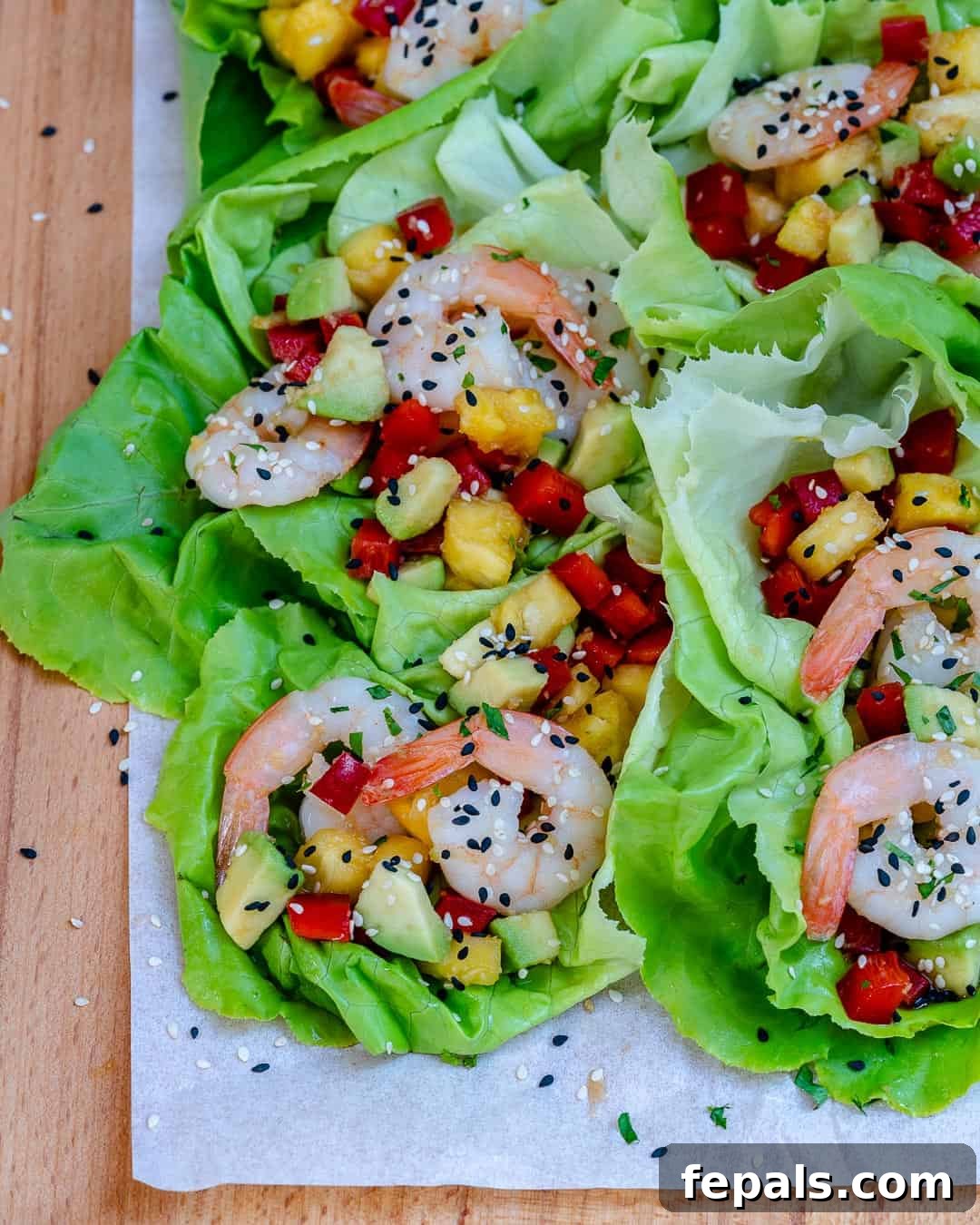 easy shrimp lettuce wraps on a table