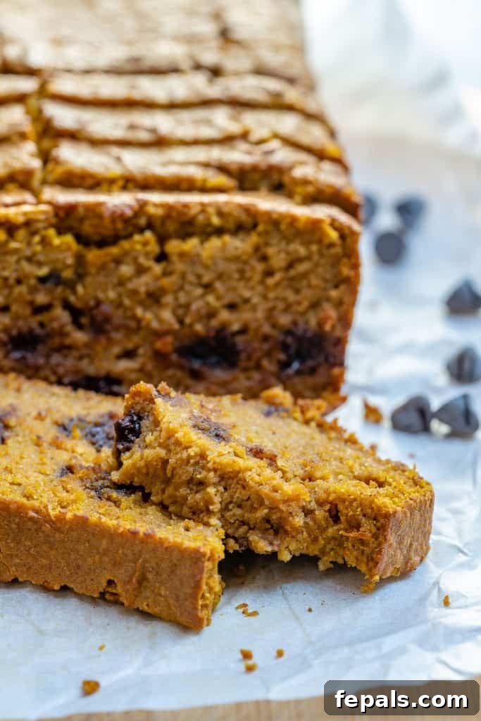 Heavenly Pumpkin Chocolate Chip Loaf 8 Side shot of multiple pumpkin bread slices