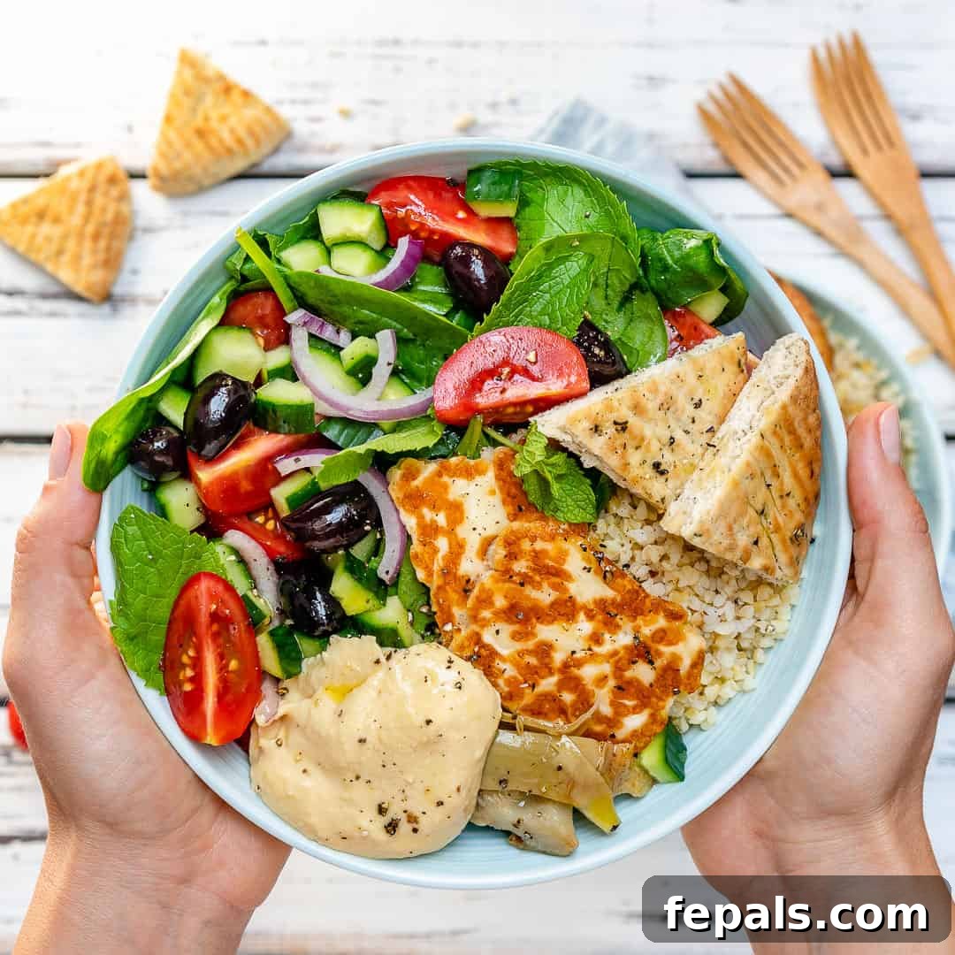 Greek Meze Feast Bowl 10 A vibrant and delicious Greek Mezze bowl