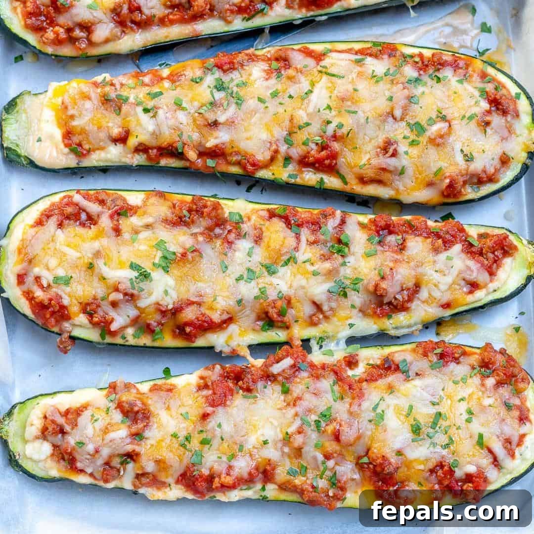 Pasta-Free Zucchini Lasagna Boats 8 low carb lasagna