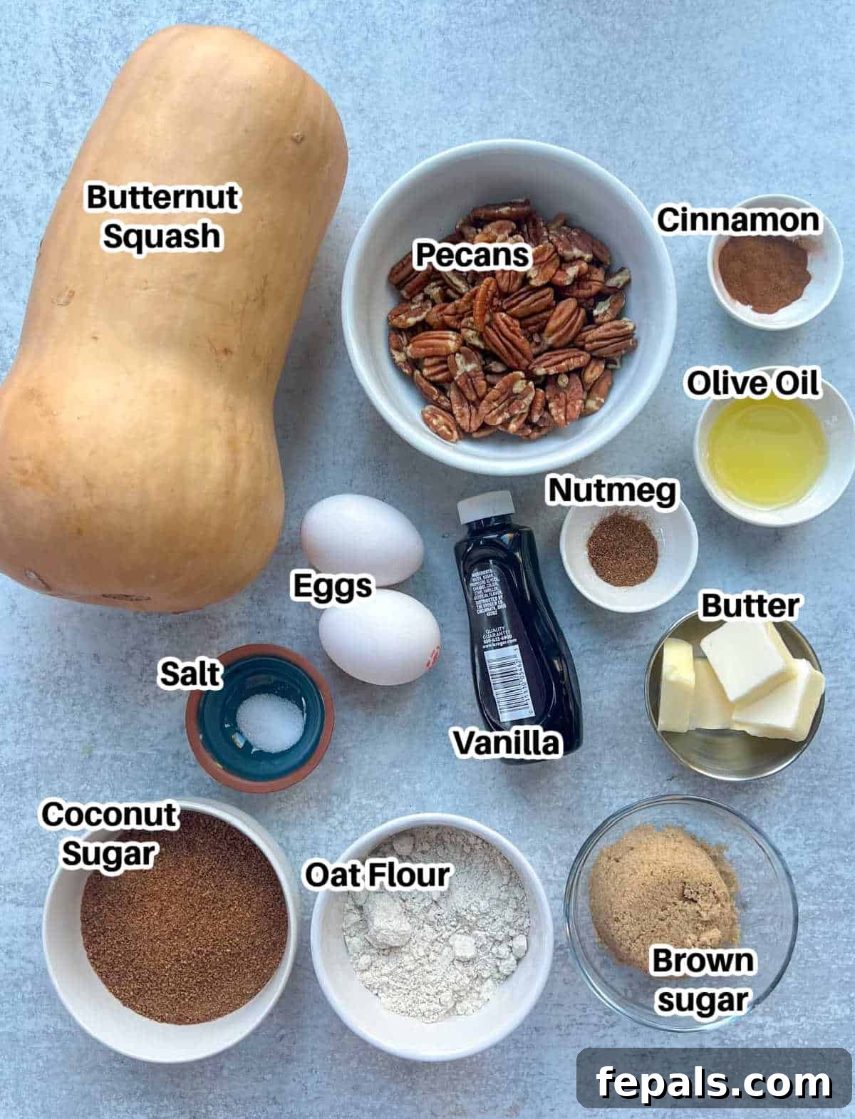 ingredients to make butternut squash casserole.