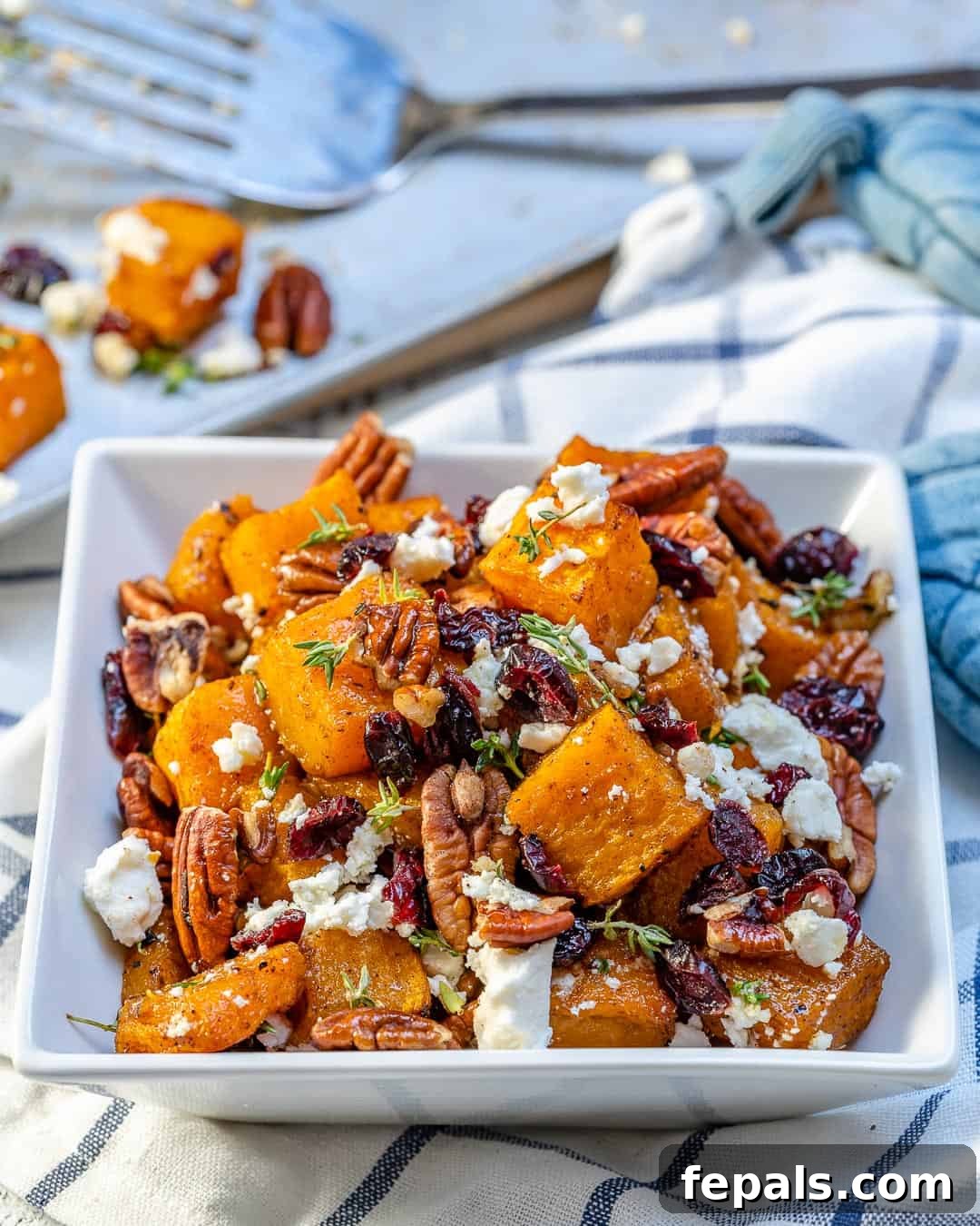 Caramelized Honey Butternut Delight 6 squash recipe with cranberry, feta cheese and pecan
