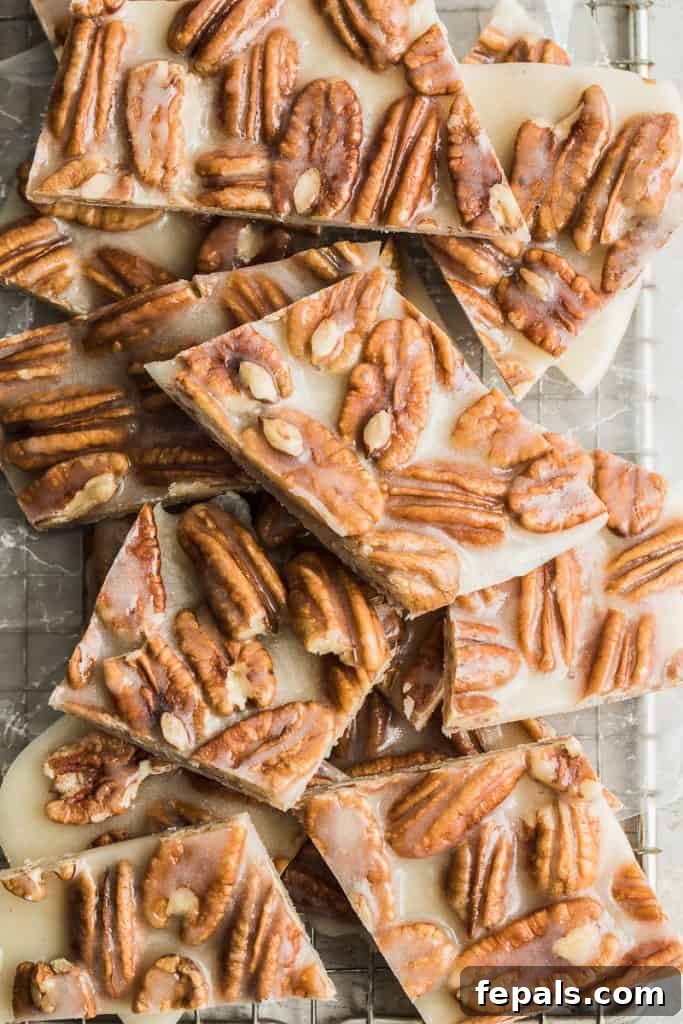 pecan brittles squares on a wire wrack