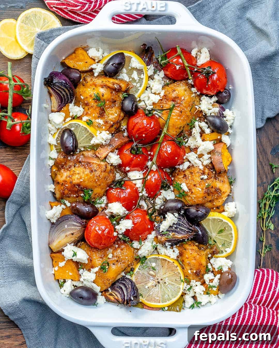 Lemon Herb Greek Chicken Bake 4 one pan greek chicken with roasted vegetables