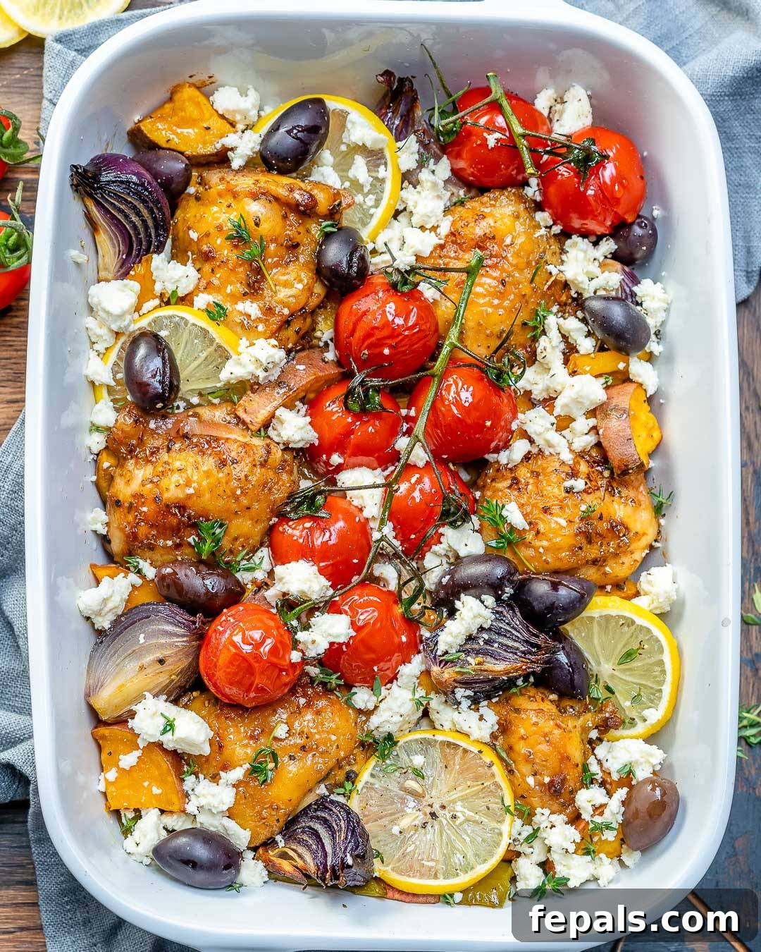 Lemon Herb Greek Chicken Bake 8 easy chicken dinner recipe, healthy weeknight meal