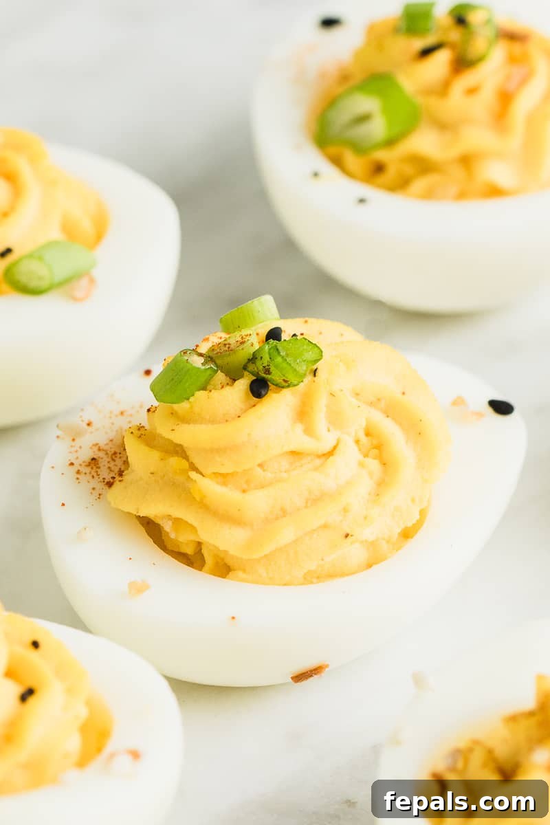 Guilt-Free Deviled Delights 2 Delicious keto and paleo friendly deviled eggs arranged on a platter