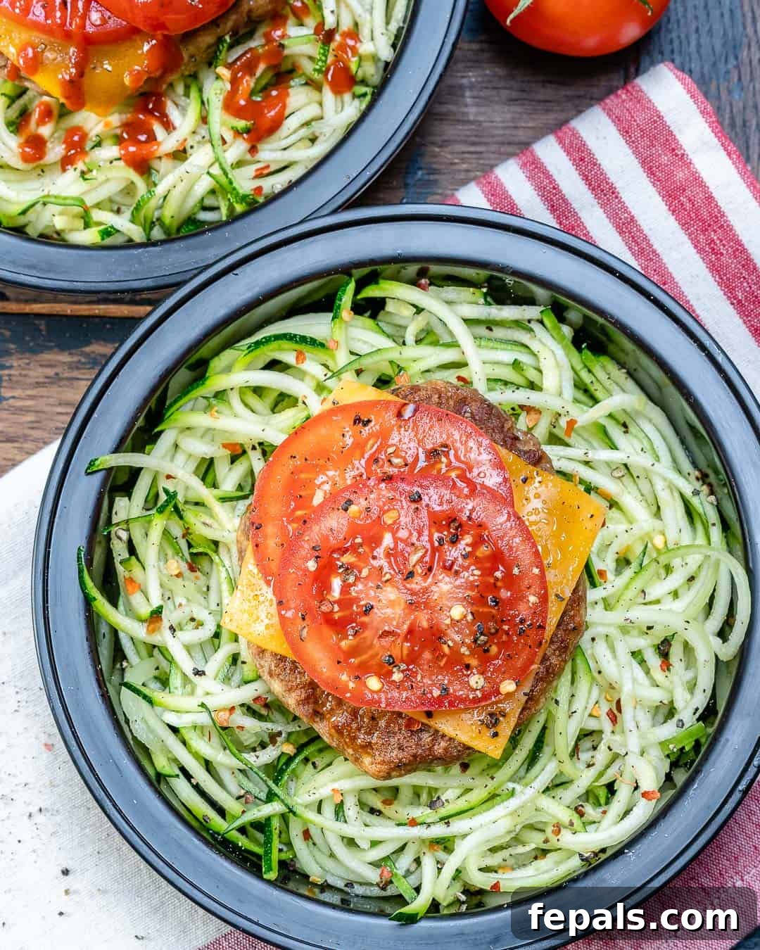 Delicious Low Carb Turkey Burgers with Zucchini Noodles