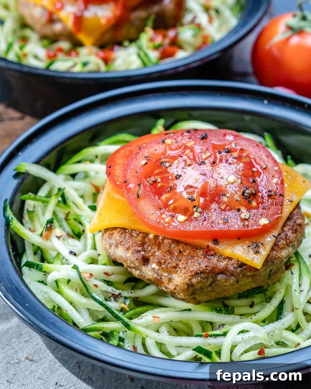 Healthy Turkey Burgers with Zucchini Pasta