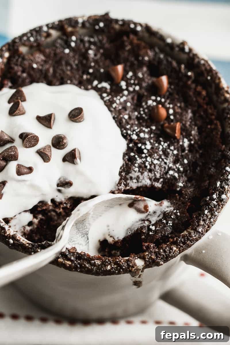 Delicious and healthy paleo chocolate mug cake recipe cooked in under 2 minutes.