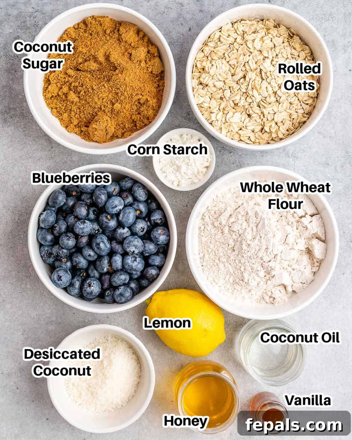 ingredients for blueberry breakfast bars.