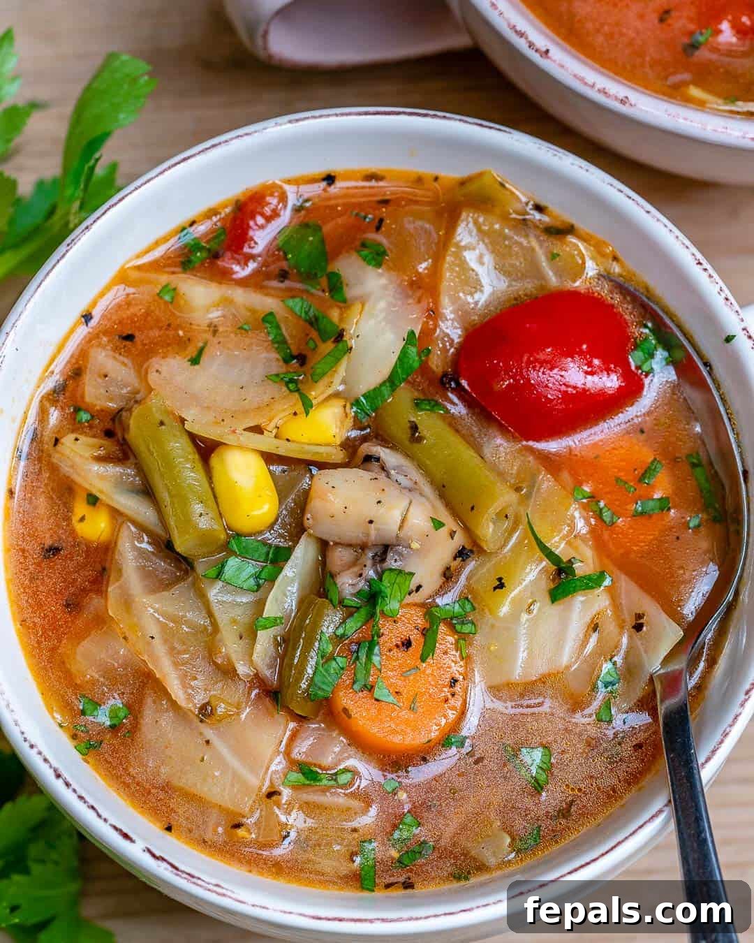 Vibrant Vegan Cabbage Cleanse 6 healthy detox cabbage soup recipe ingredients in a bowl