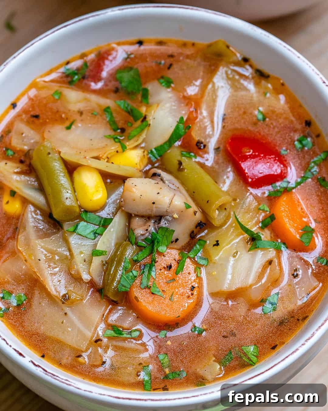 vegetable cabbage soup recipe bowl and ingredients