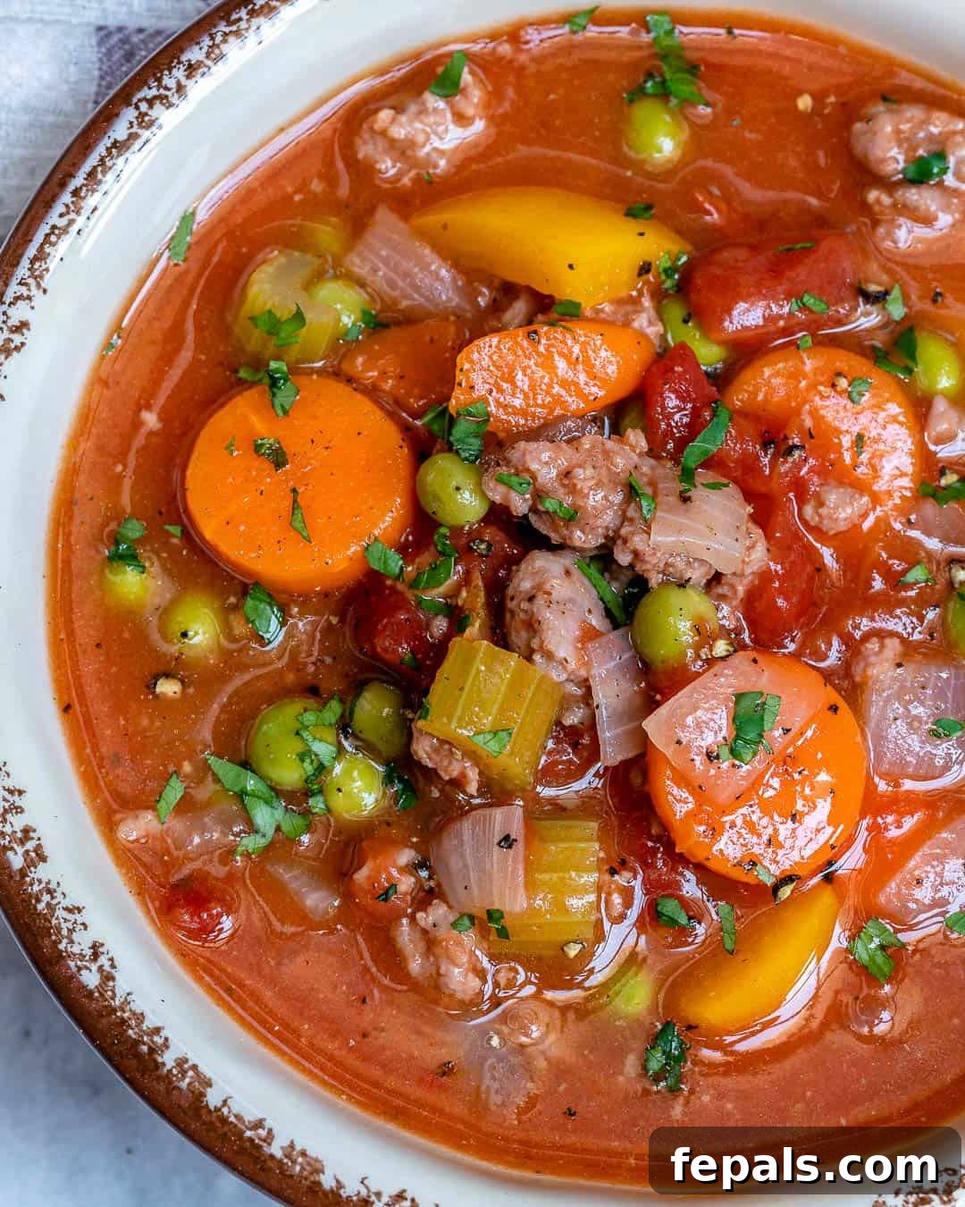 Healthy soup recipe with ground beef and vegetables