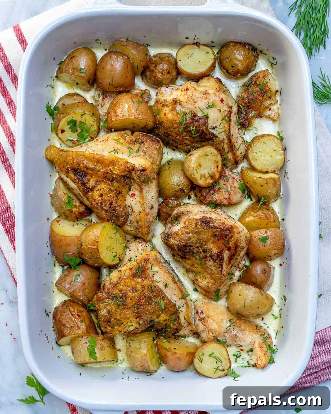 Chicken and potato bake ready to serve