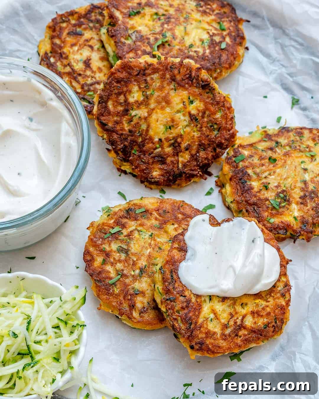 Vegetarian fritters with dipping sauce