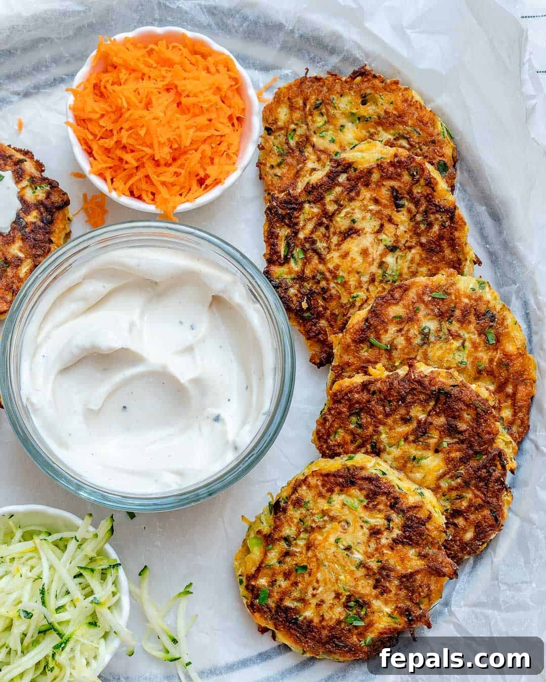 Zucchini fritters on a plate