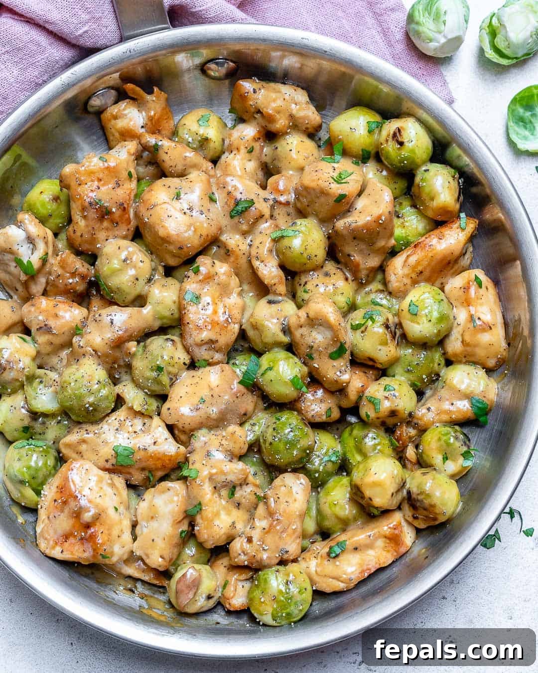 Creamy Chicken Alfredo with Roasted Brussels Sprouts 2 easy to make chicken alfredo recipe thats low carbs