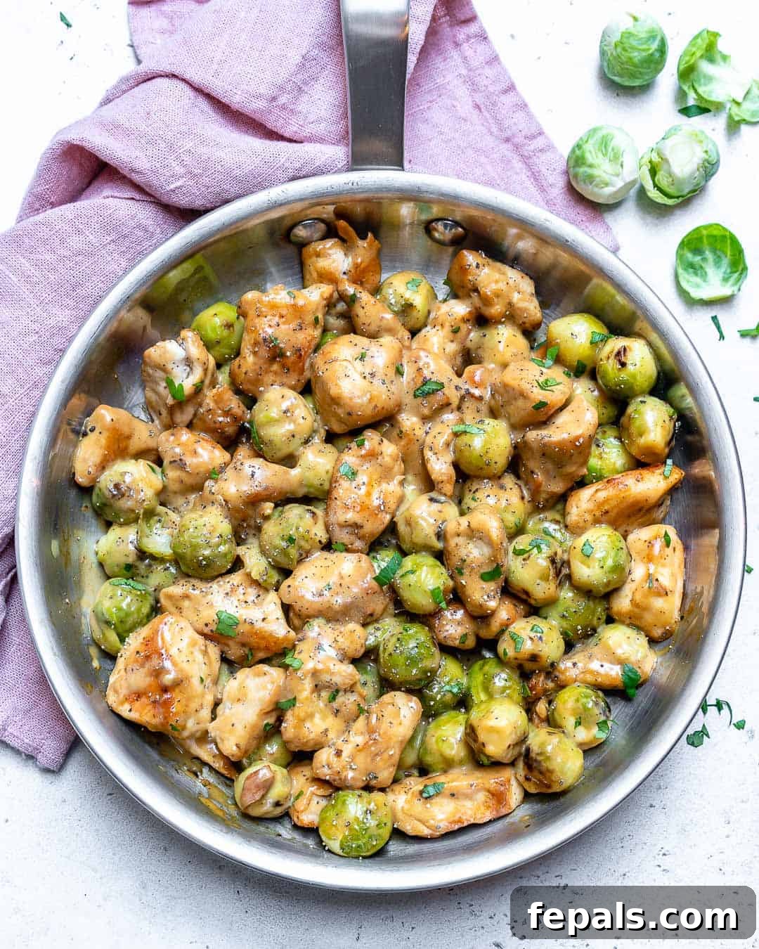 Creamy Chicken Alfredo with Roasted Brussels Sprouts 7 chicken alfredo recipe with brussel sprouts