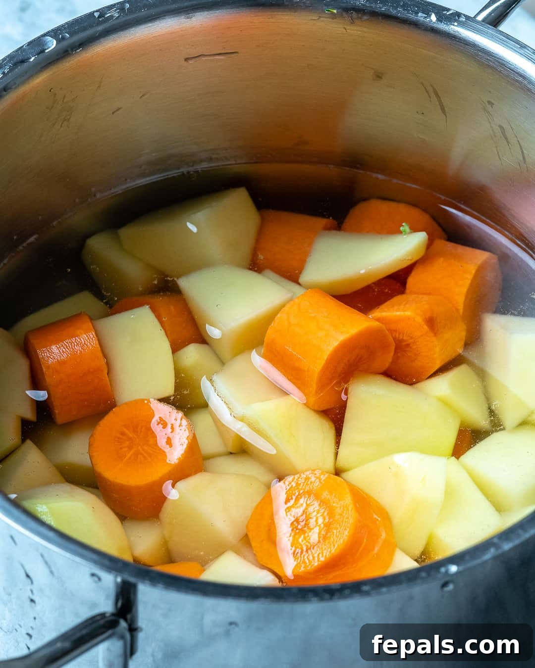 BOILED POTATOES AND CARROTS FOR VEGAN MAC AND CHEESE RECIPE