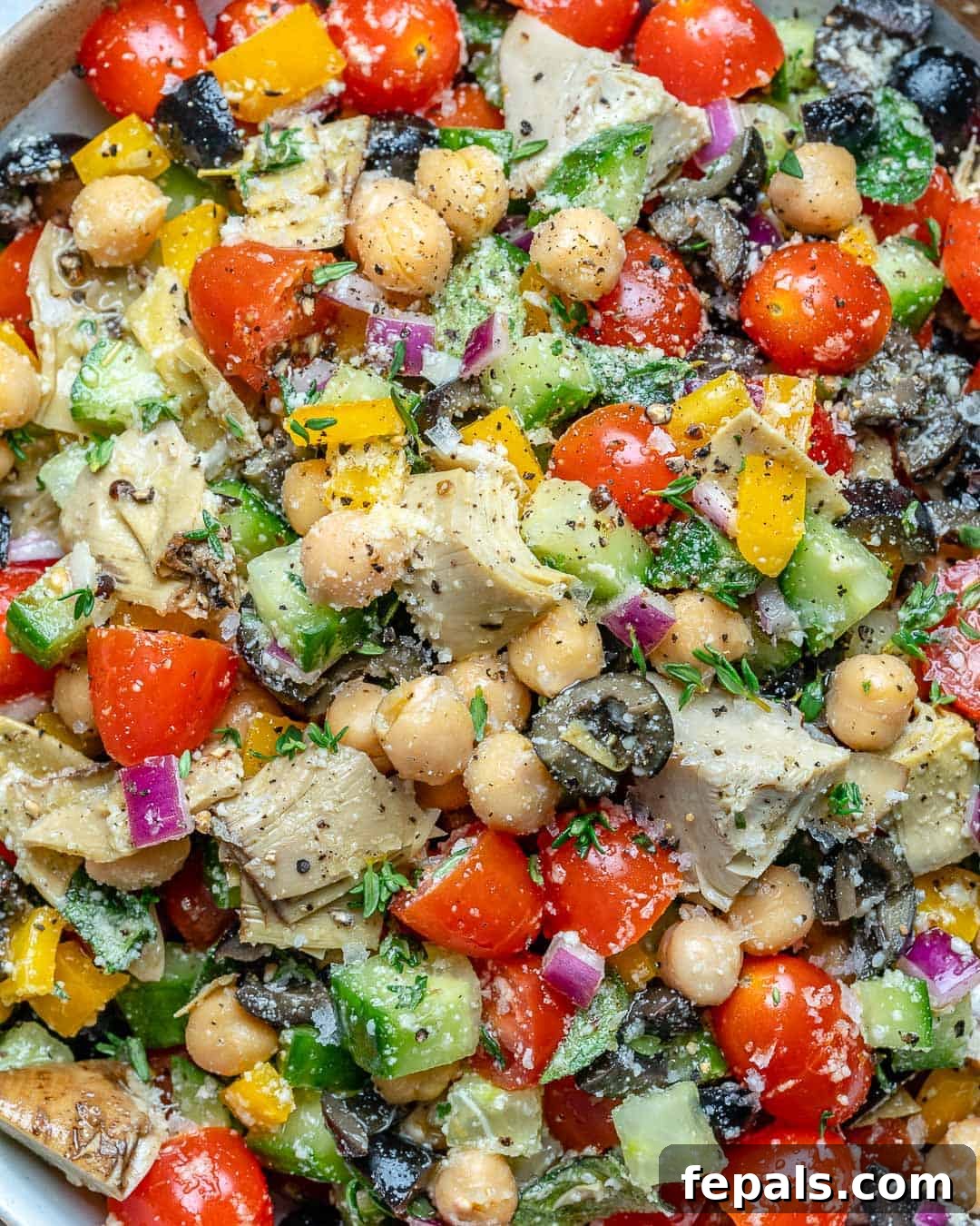 Vegetarian chickpea salad recipe with fresh herbs and a zesty dressing.