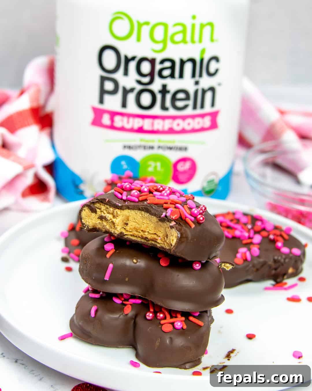 chocolate peanut butter protein hearts 