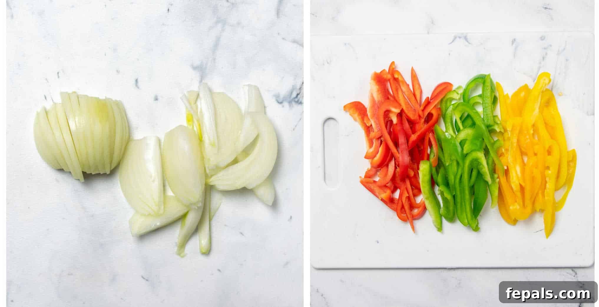 how to cut peppers and onions for fajitas