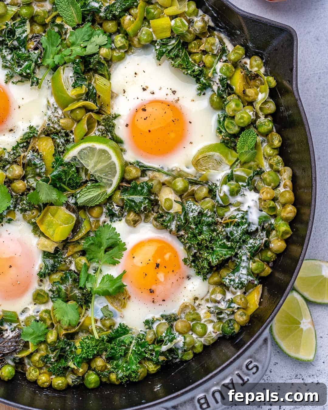 shakshuka eggs recipe with green vegetables