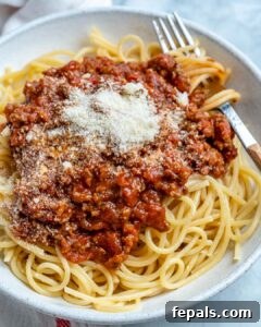 meat sauce served over spaghetti.