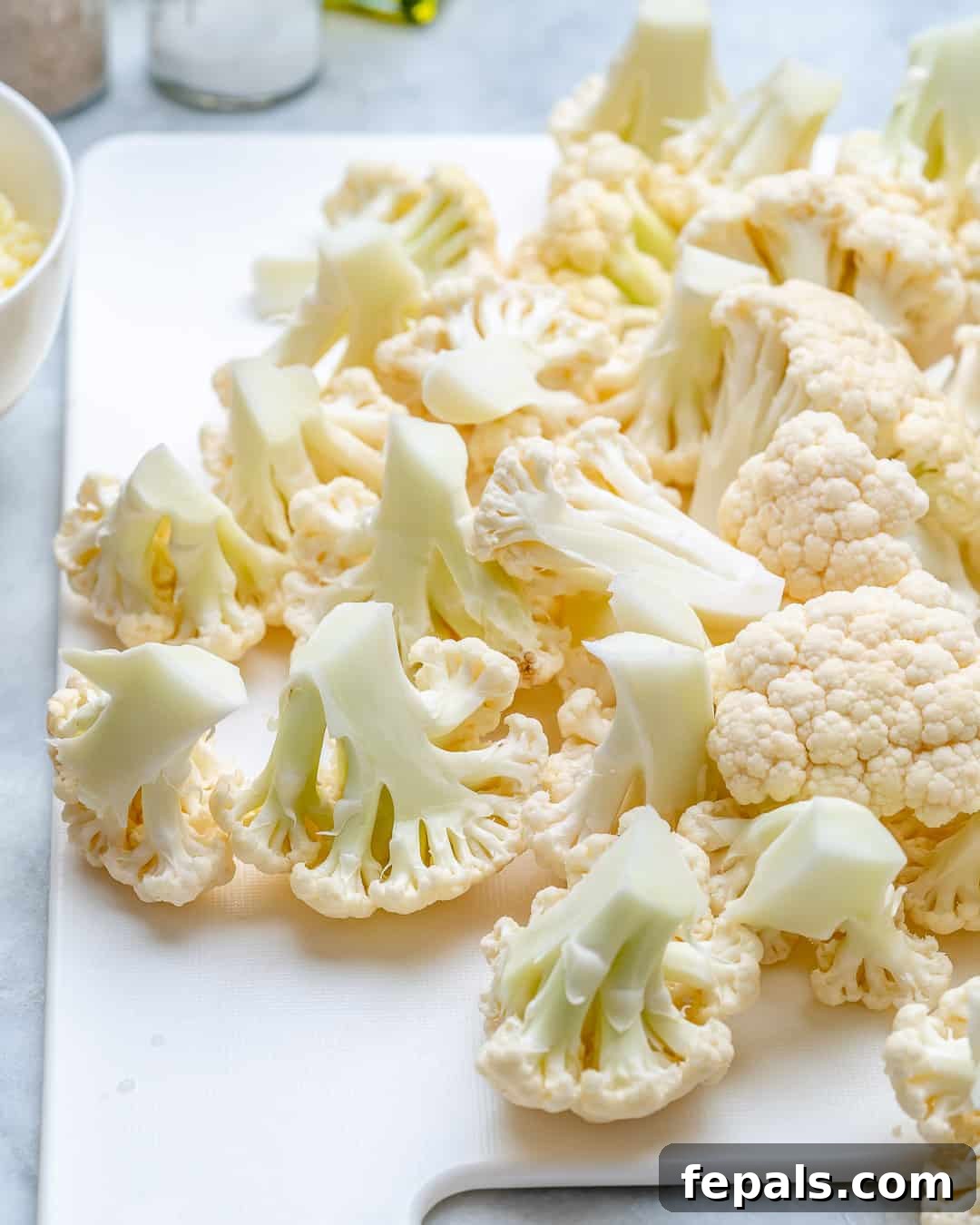 Crispy Cauliflower Pizza Crust 4 Break cauliflower florets into even sized pieces